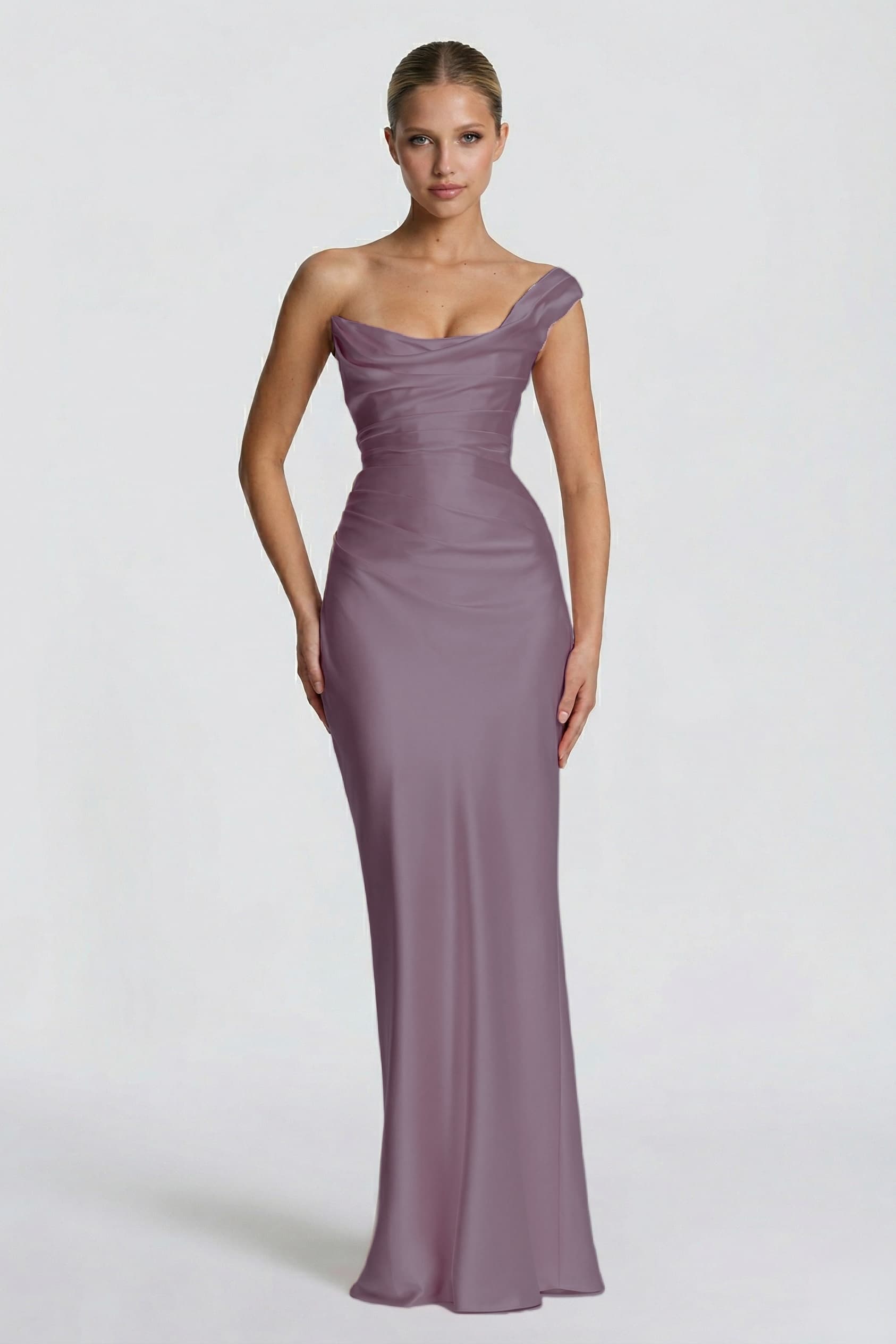 Elegant Sheath Column Floor Length Acetate Satin Bridesmaid Dress CG0302BM Bridesmaid Dress