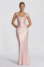Elegant Sheath Column Floor Length Acetate Satin Bridesmaid Dress CG0302BM Bridesmaid Dress
