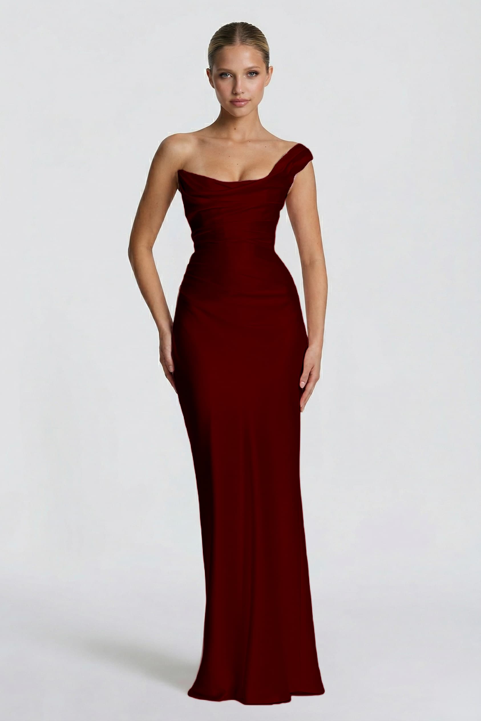Elegant Sheath Column Floor Length Acetate Satin Bridesmaid Dress CG0302BM Bridesmaid Dress