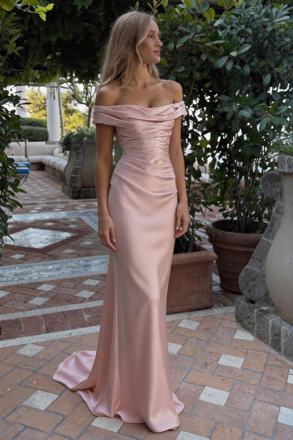Elegant Sheath Column Floor Length Acetate Satin Bridesmaid Dress CG0303BM Bridesmaid Dress