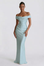 Elegant Sheath Column Floor Length Acetate Satin Bridesmaid Dress CG0303BM Bridesmaid Dress