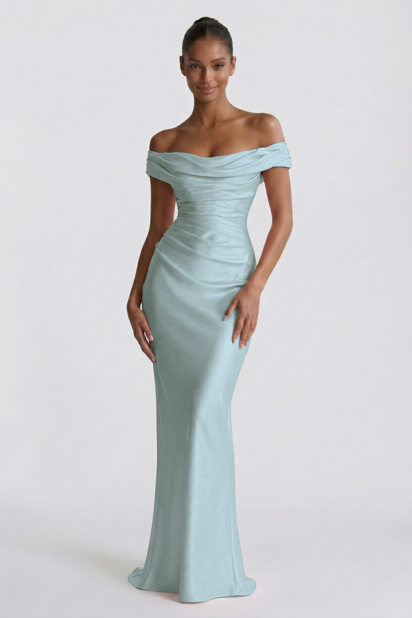 Elegant Sheath Column Floor Length Acetate Satin Bridesmaid Dress CG0303BM Bridesmaid Dress