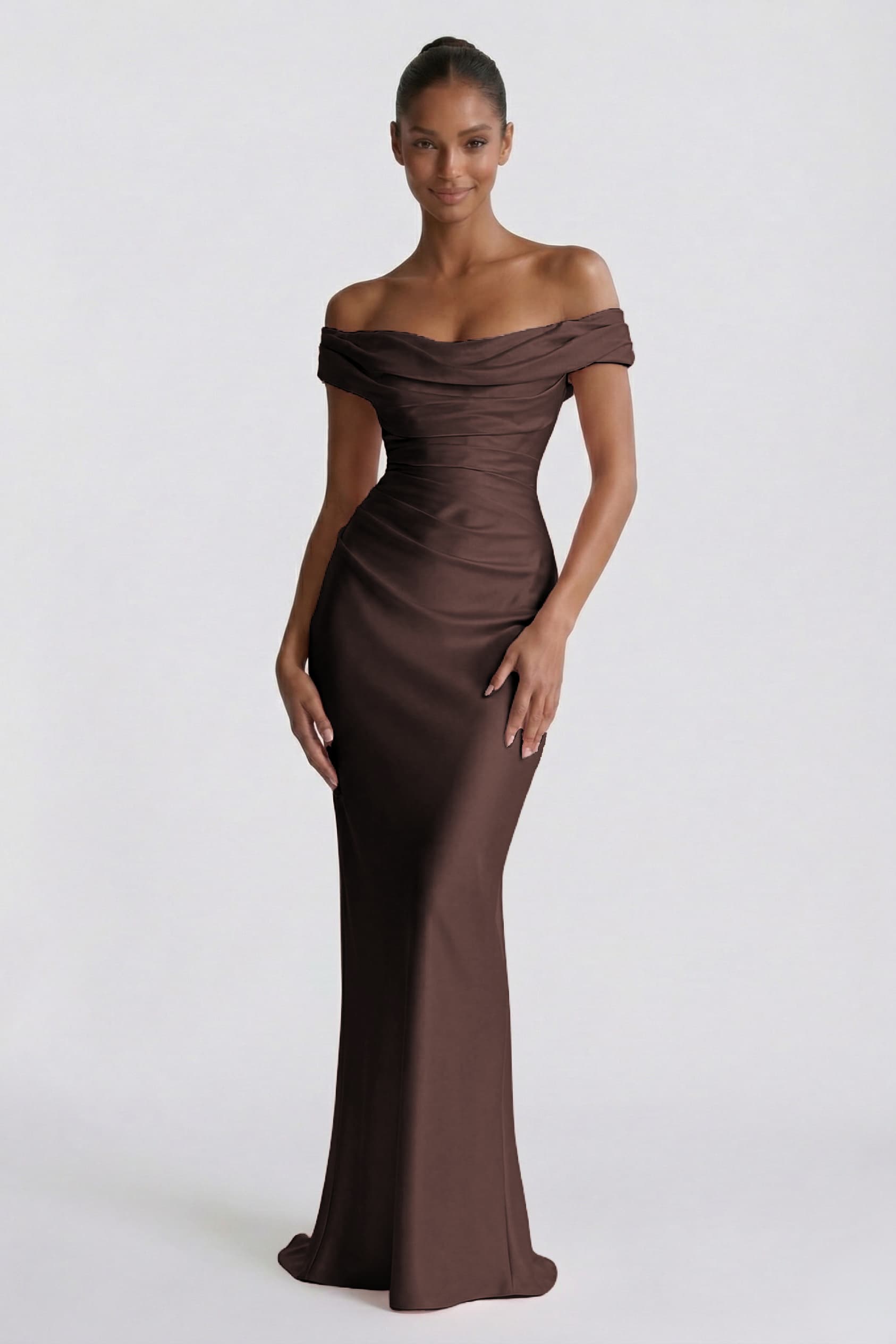 Elegant Sheath Column Floor Length Acetate Satin Bridesmaid Dress CG0303BM Bridesmaid Dress