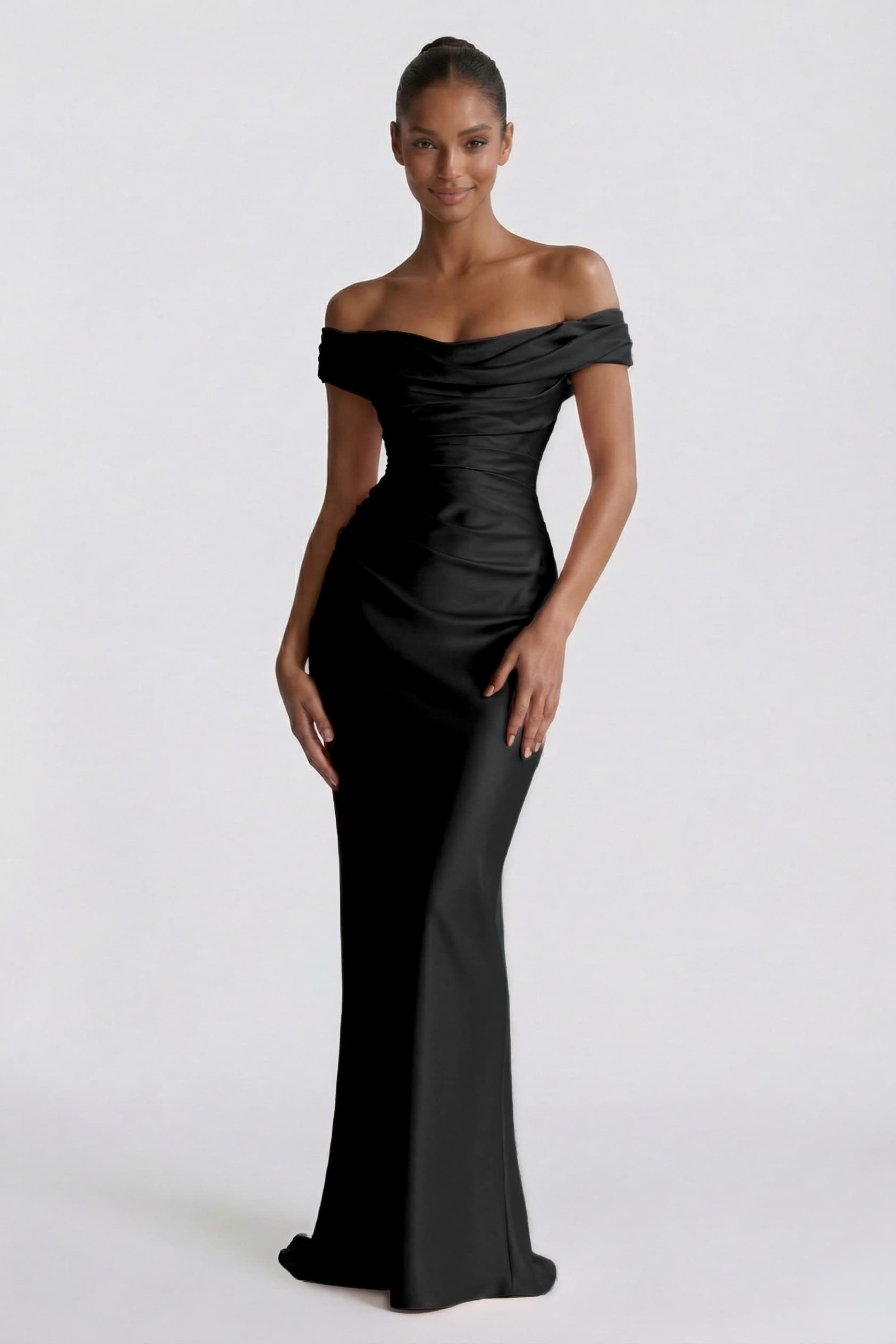 Elegant Sheath Column Floor Length Acetate Satin Bridesmaid Dress CG0303BM Bridesmaid Dress