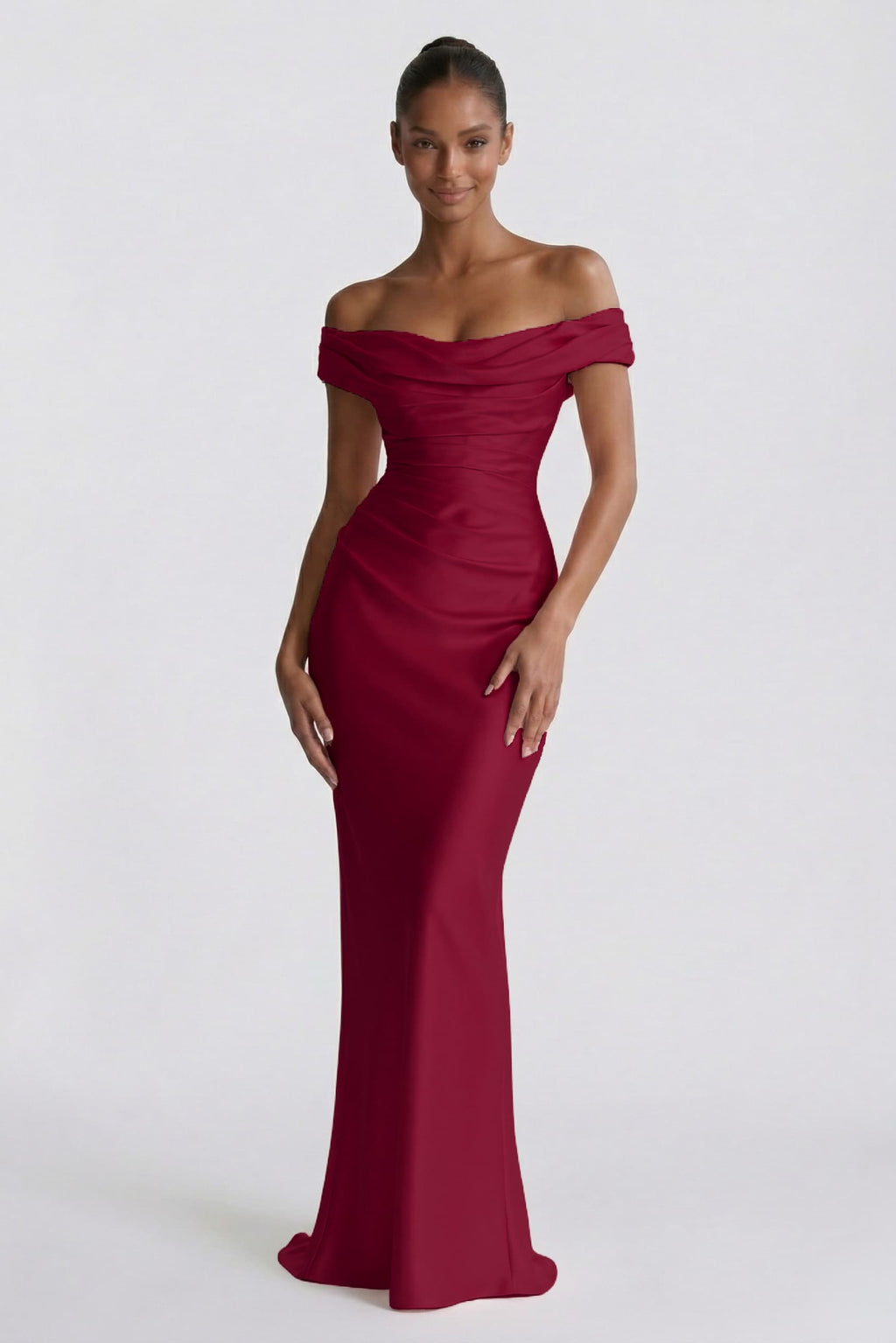 Elegant Sheath Column Floor Length Acetate Satin Bridesmaid Dress CG0303BM Bridesmaid Dress