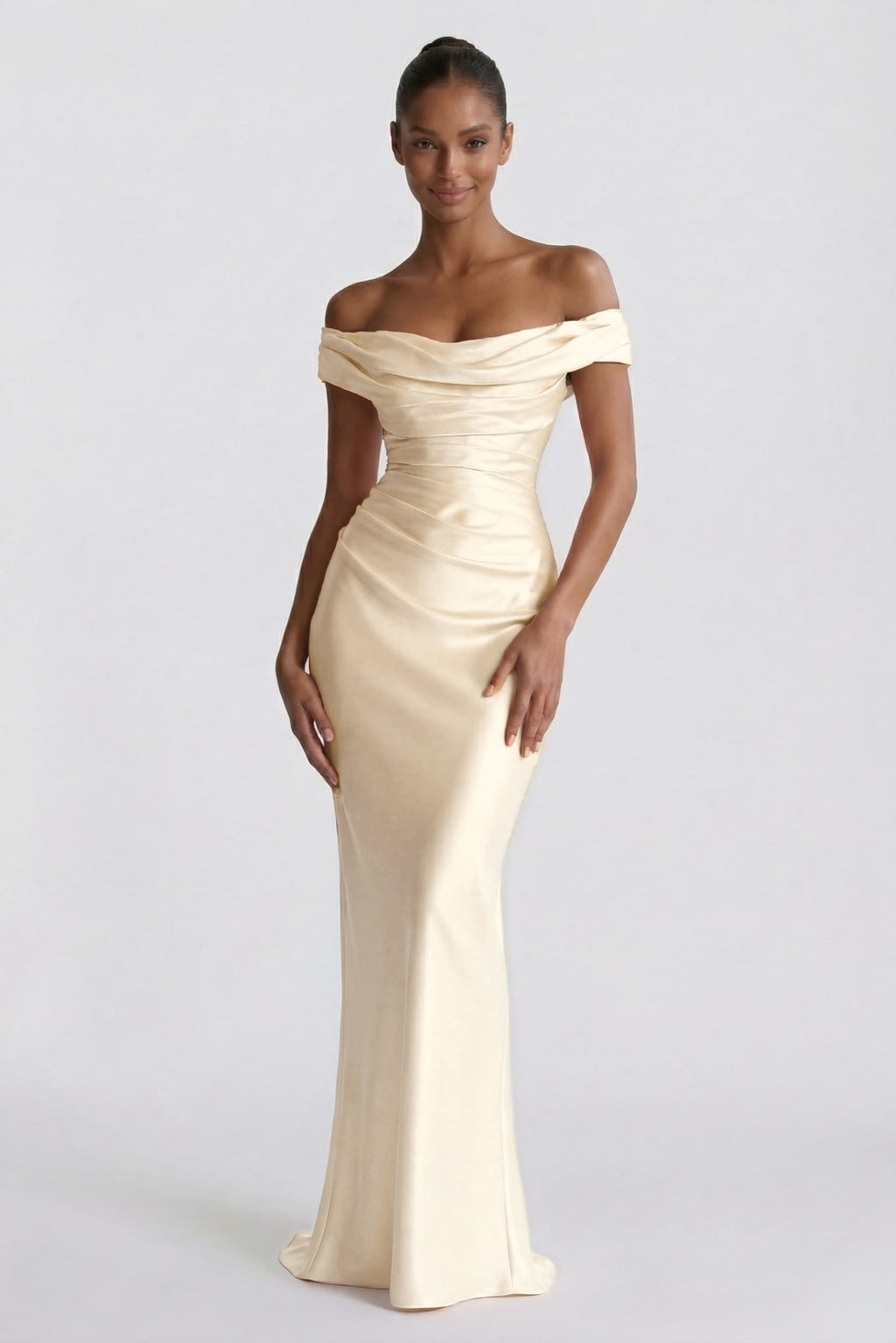Elegant Sheath Column Floor Length Acetate Satin Bridesmaid Dress CG0303BM Bridesmaid Dress