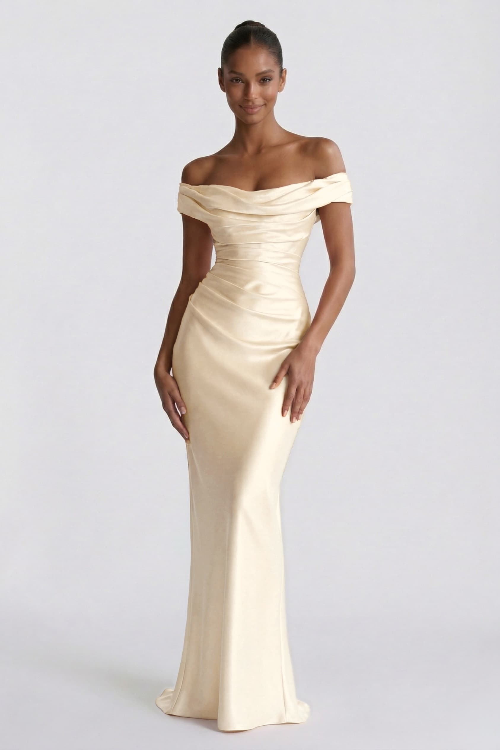 Elegant Sheath Column Floor Length Acetate Satin Bridesmaid Dress CG0303BM Bridesmaid Dress