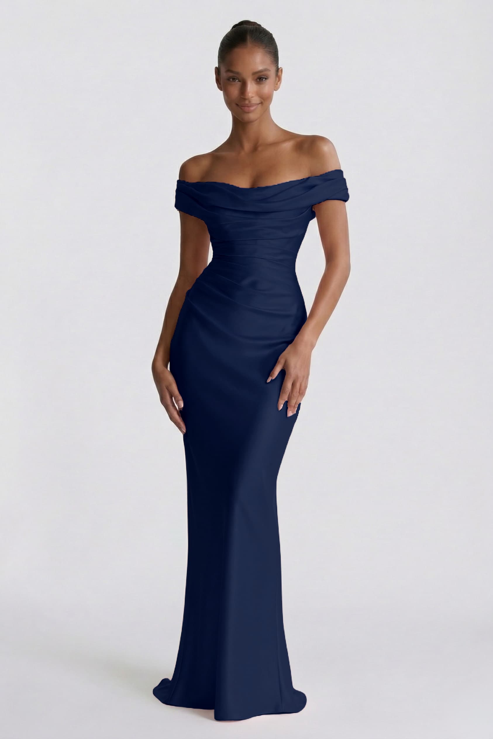Elegant Sheath Column Floor Length Acetate Satin Bridesmaid Dress CG0303BM Bridesmaid Dress