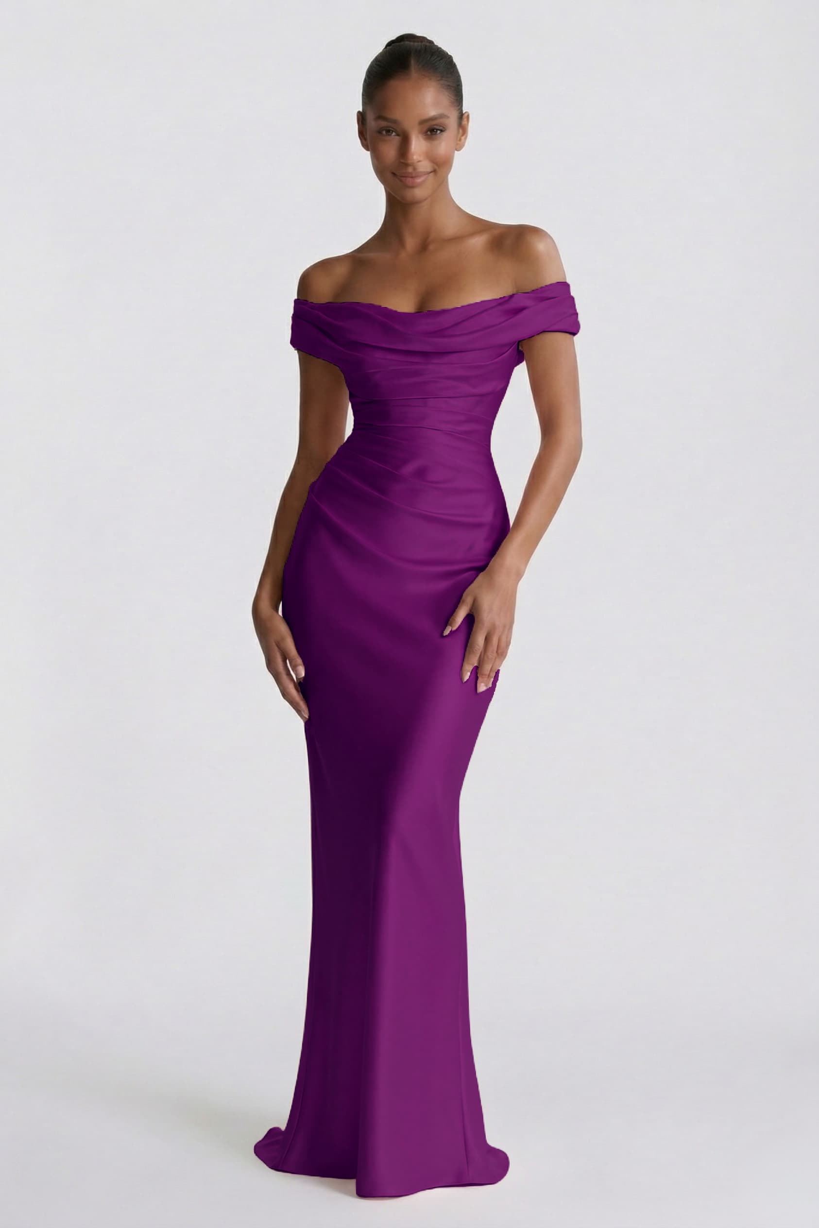 Elegant Sheath Column Floor Length Acetate Satin Bridesmaid Dress CG0303BM Bridesmaid Dress