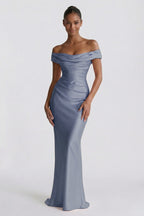 Elegant Sheath Column Floor Length Acetate Satin Bridesmaid Dress CG0303BM Bridesmaid Dress