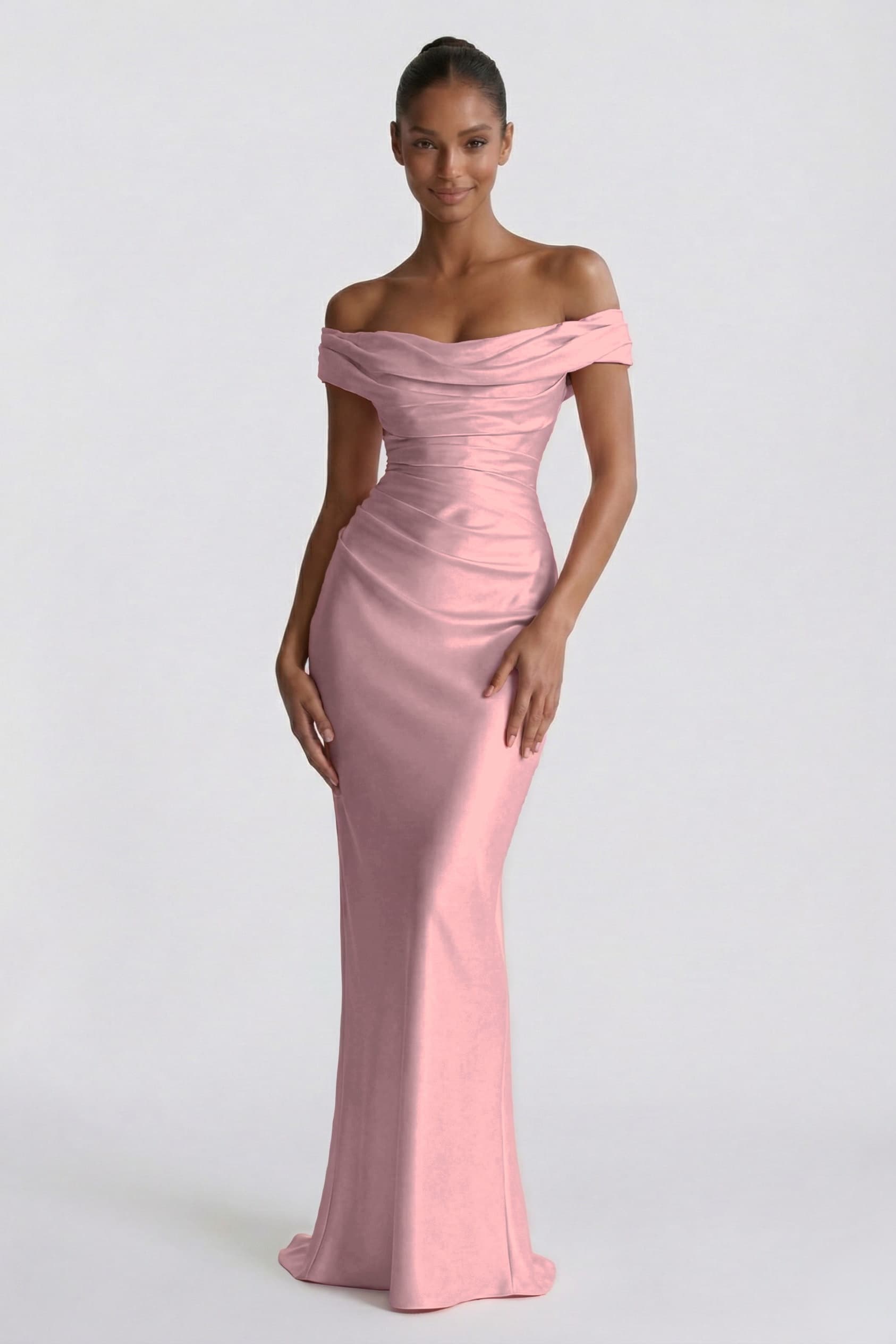 Elegant Sheath Column Floor Length Acetate Satin Bridesmaid Dress CG0303BM Bridesmaid Dress