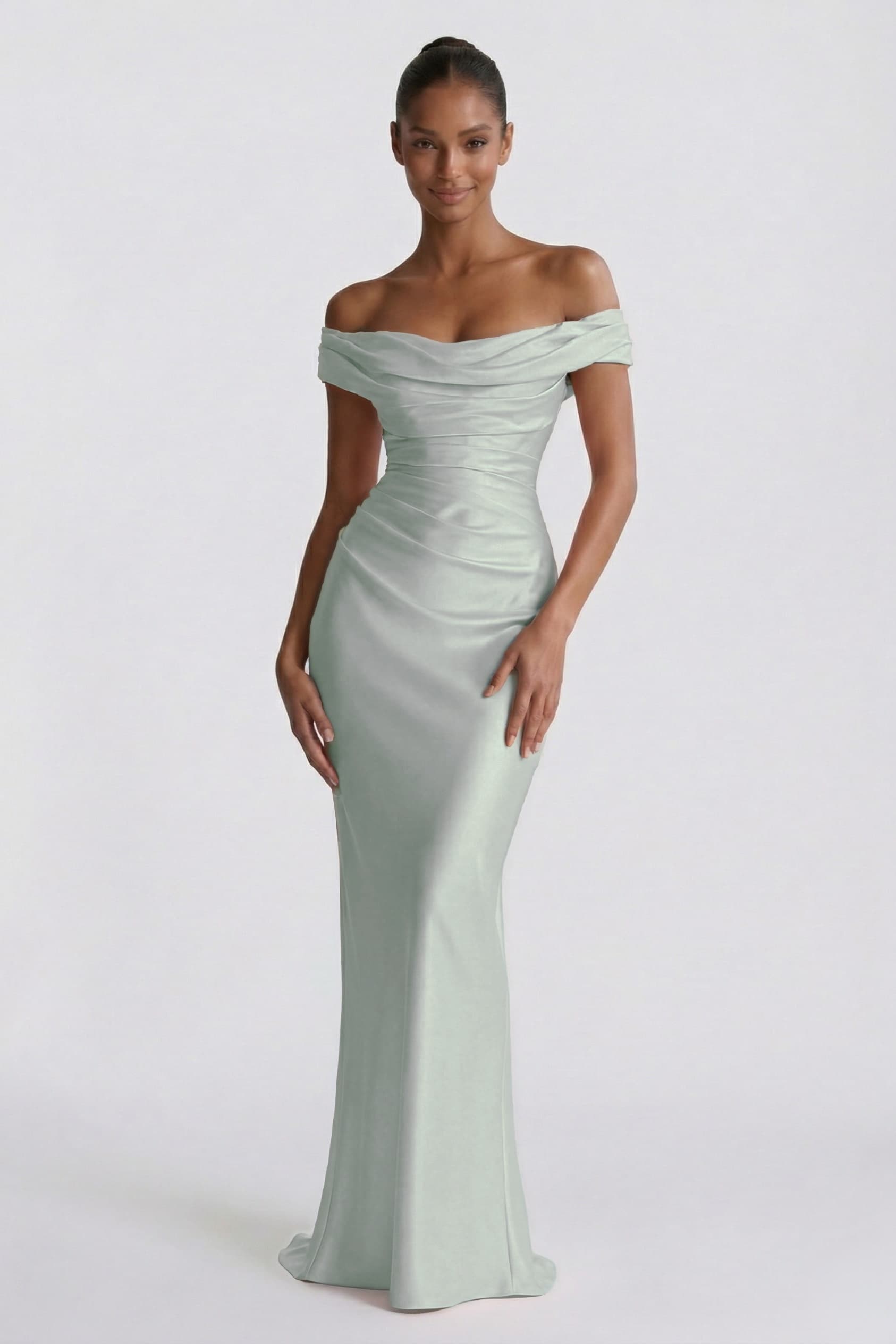 Elegant Sheath Column Floor Length Acetate Satin Bridesmaid Dress CG0303BM Bridesmaid Dress