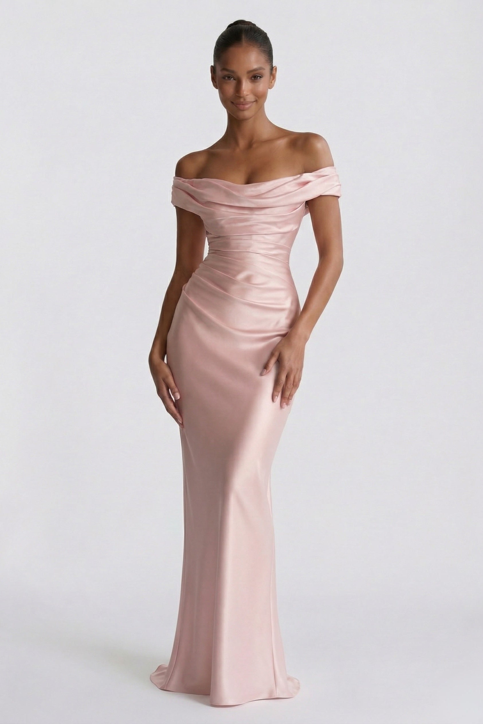 Elegant Sheath Column Floor Length Acetate Satin Bridesmaid Dress CG0303BM Bridesmaid Dress