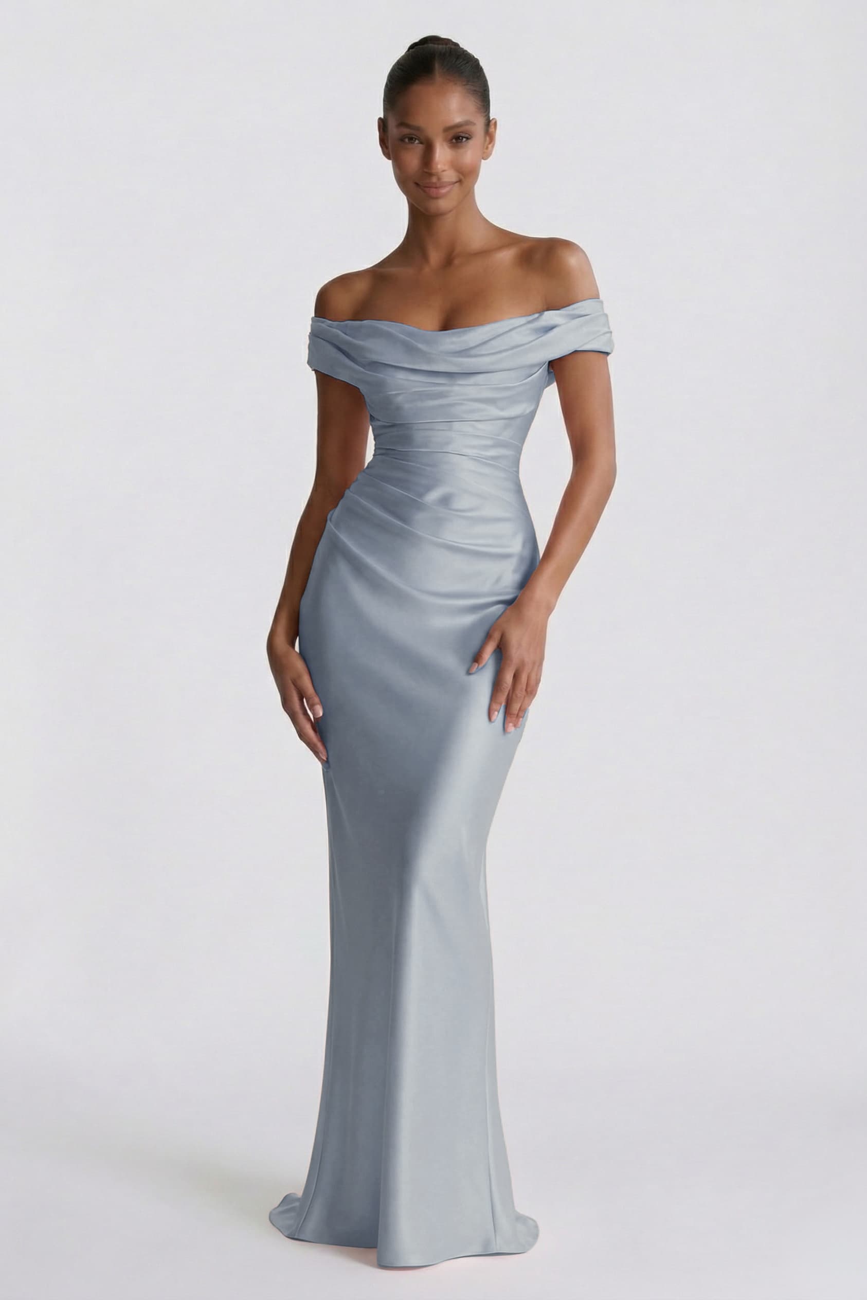 Elegant Sheath Column Floor Length Acetate Satin Bridesmaid Dress CG0303BM Bridesmaid Dress