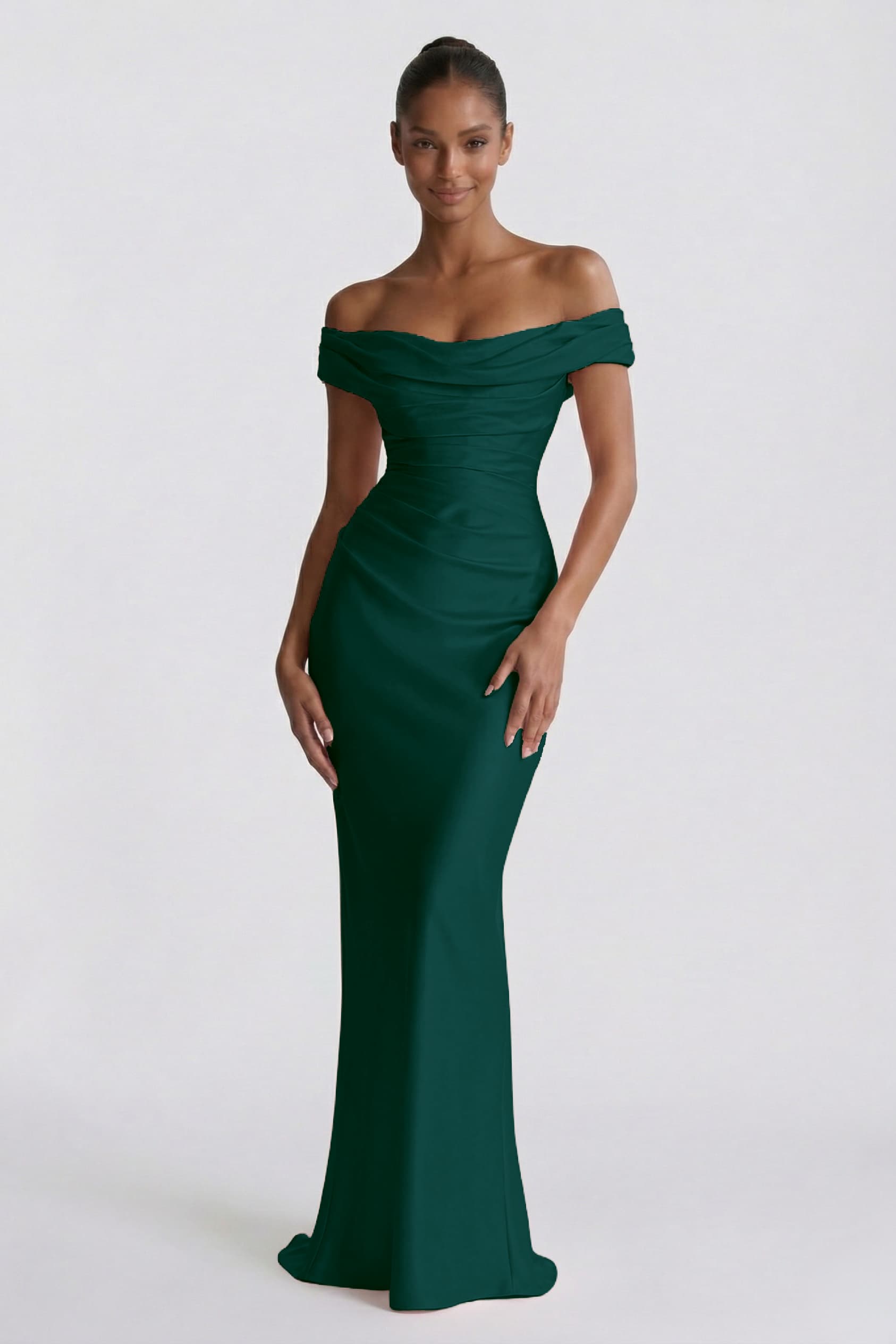 Elegant Sheath Column Floor Length Acetate Satin Bridesmaid Dress CG0303BM Bridesmaid Dress