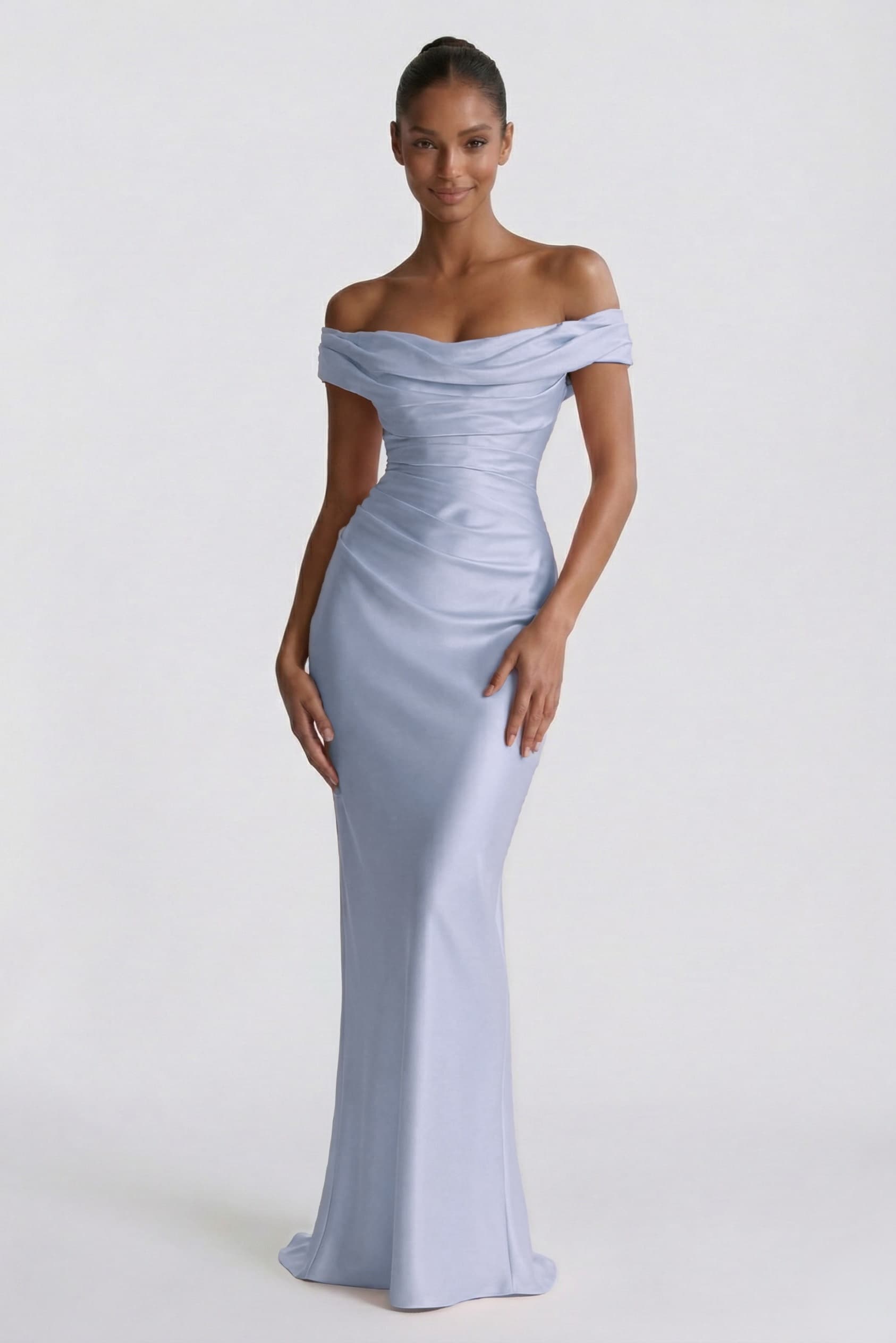 Elegant Sheath Column Floor Length Acetate Satin Bridesmaid Dress CG0303BM Bridesmaid Dress