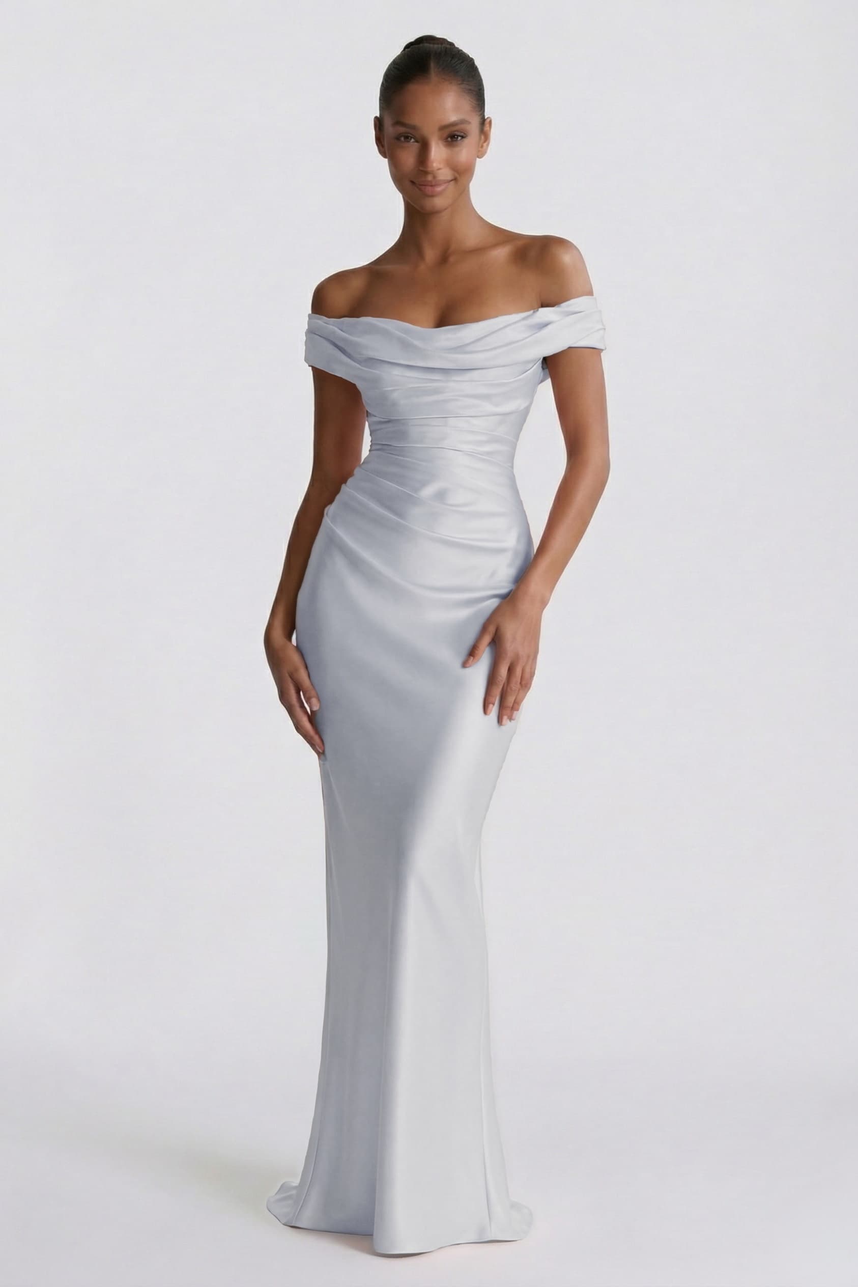 Elegant Sheath Column Floor Length Acetate Satin Bridesmaid Dress CG0303BM Bridesmaid Dress