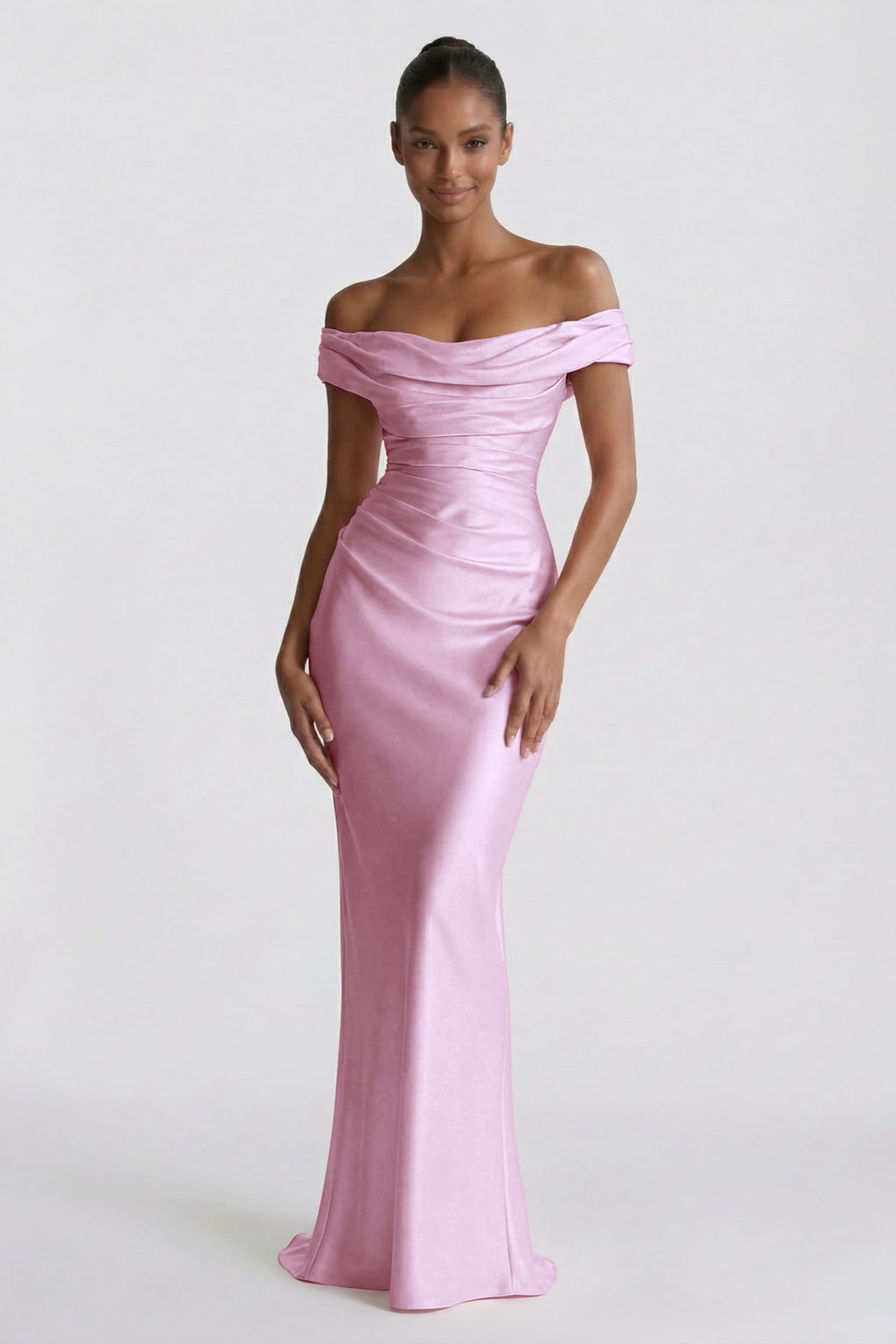 Elegant Sheath Column Floor Length Acetate Satin Bridesmaid Dress CG0303BM Bridesmaid Dress