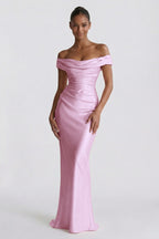 Elegant Sheath Column Floor Length Acetate Satin Bridesmaid Dress CG0303BM Bridesmaid Dress