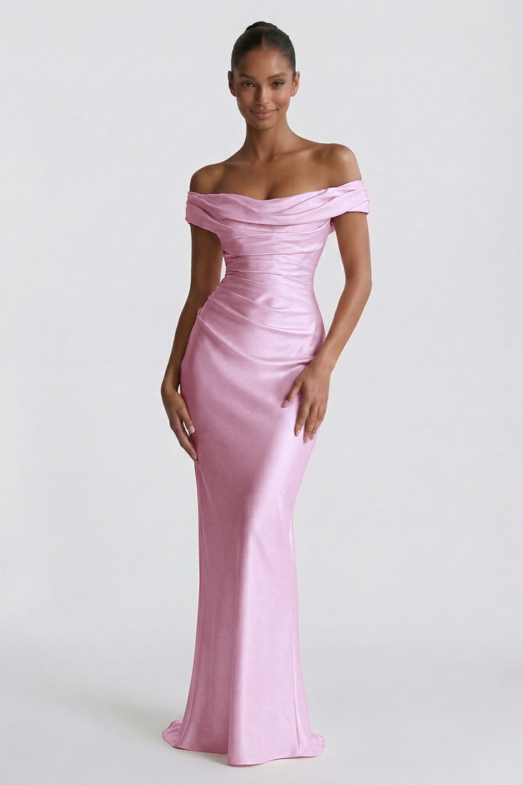 Elegant Sheath Column Floor Length Acetate Satin Bridesmaid Dress CG0303BM Bridesmaid Dress