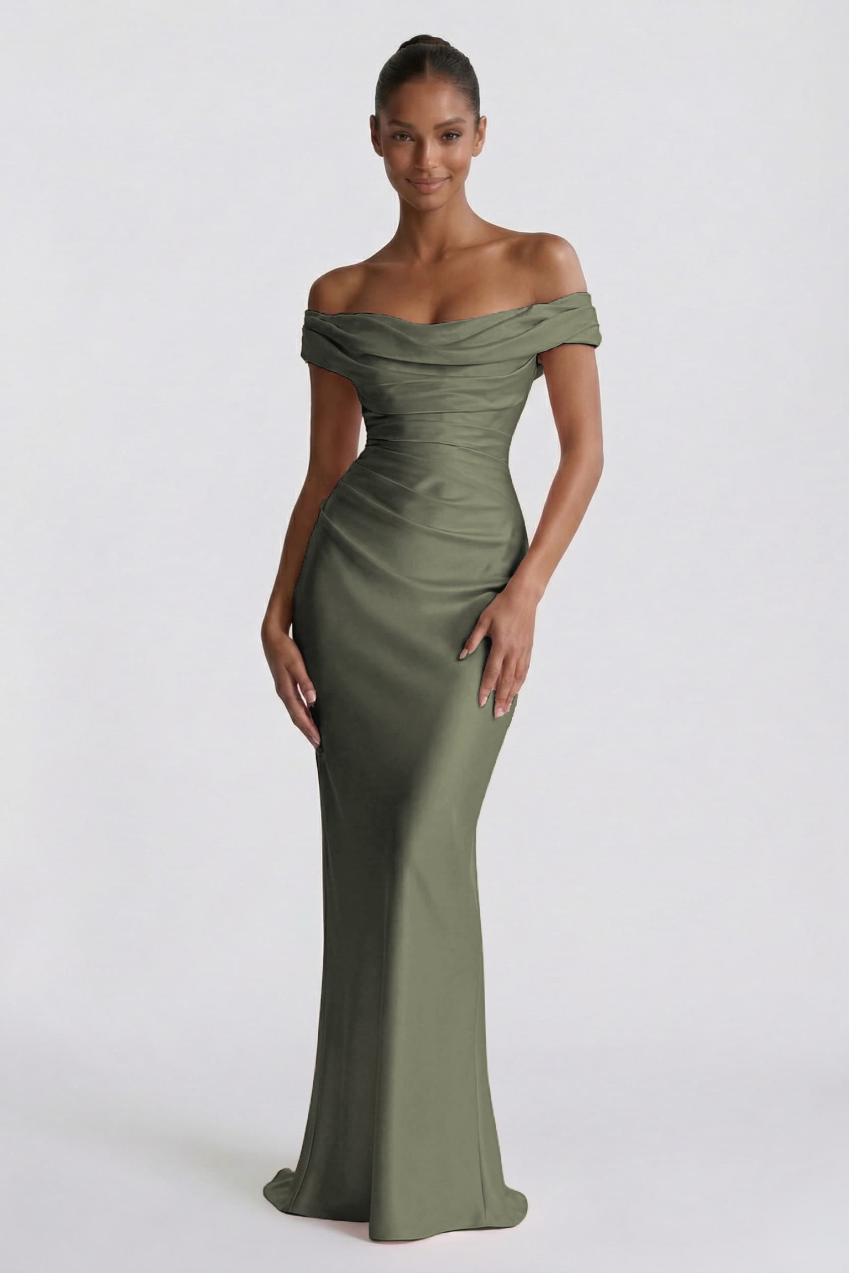 Elegant Sheath Column Floor Length Acetate Satin Bridesmaid Dress CG0303BM Bridesmaid Dress