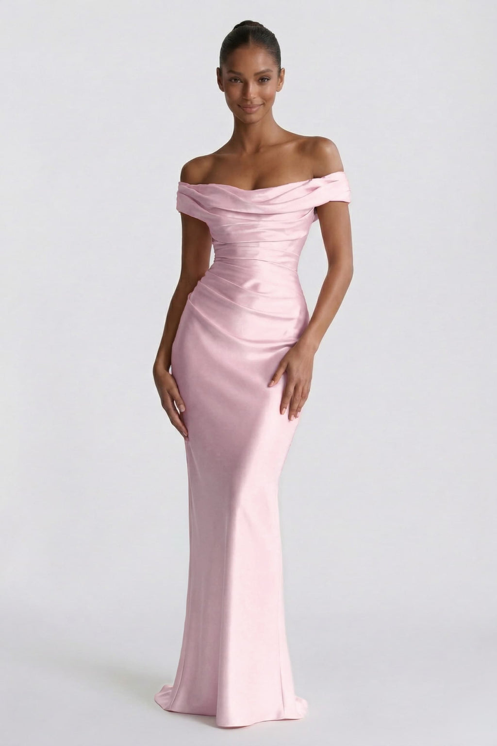 Elegant Sheath Column Floor Length Acetate Satin Bridesmaid Dress CG0303BM Bridesmaid Dress