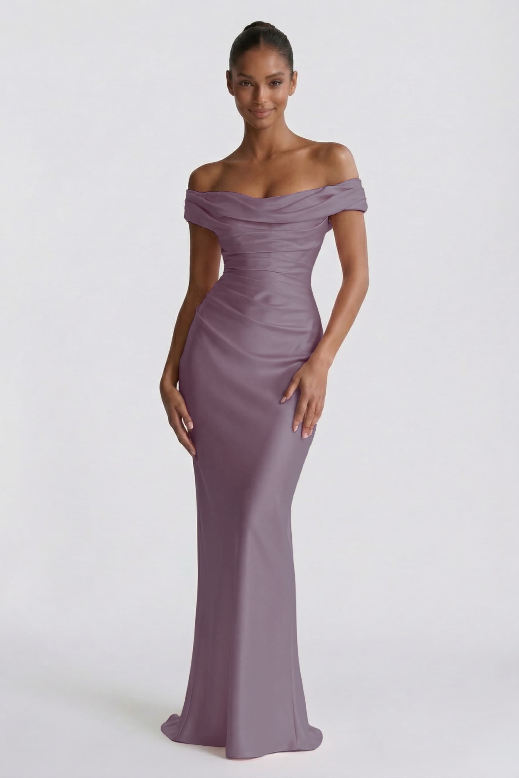 Elegant Sheath Column Floor Length Acetate Satin Bridesmaid Dress CG0303BM Bridesmaid Dress