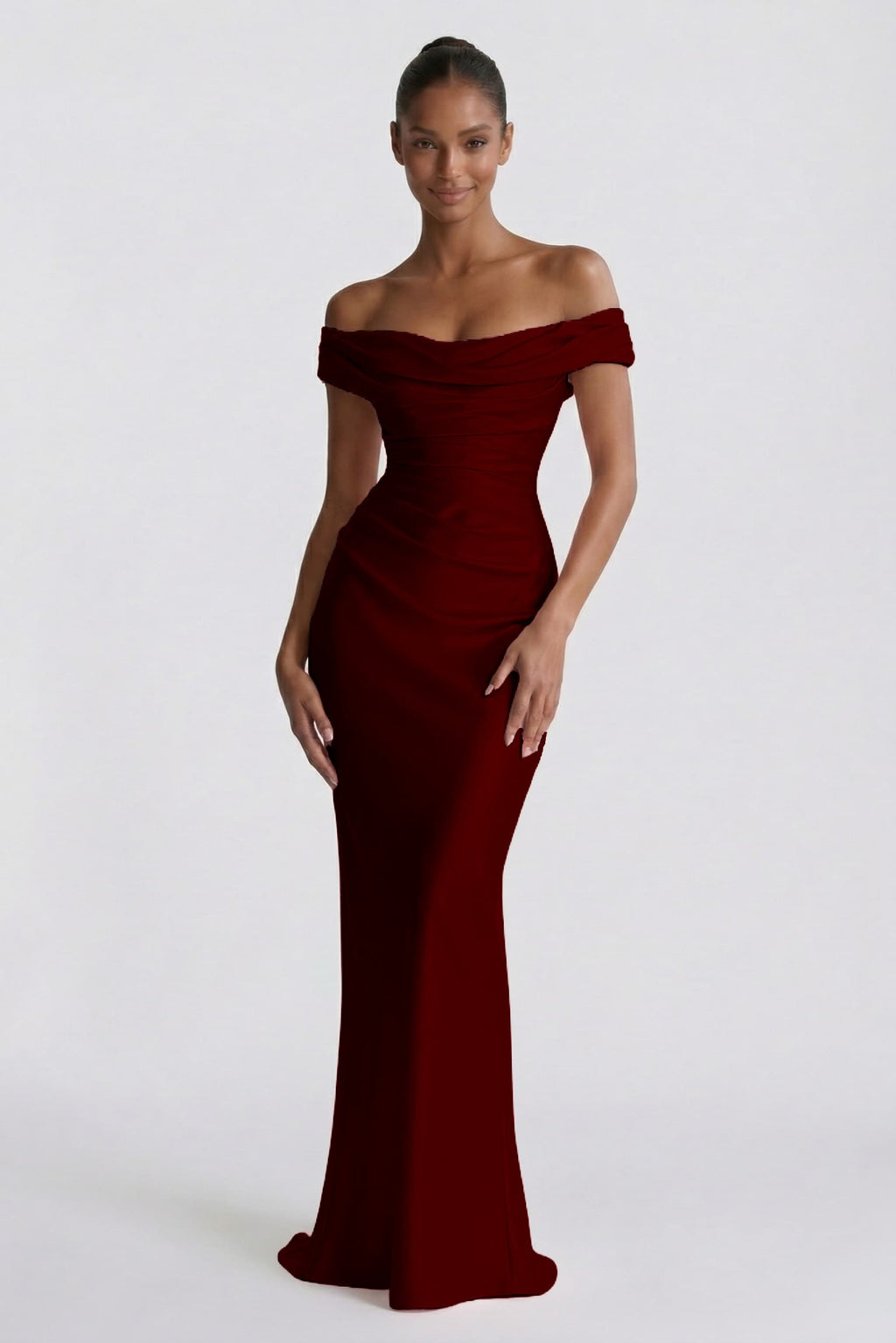 Elegant Sheath Column Floor Length Acetate Satin Bridesmaid Dress CG0303BM Bridesmaid Dress