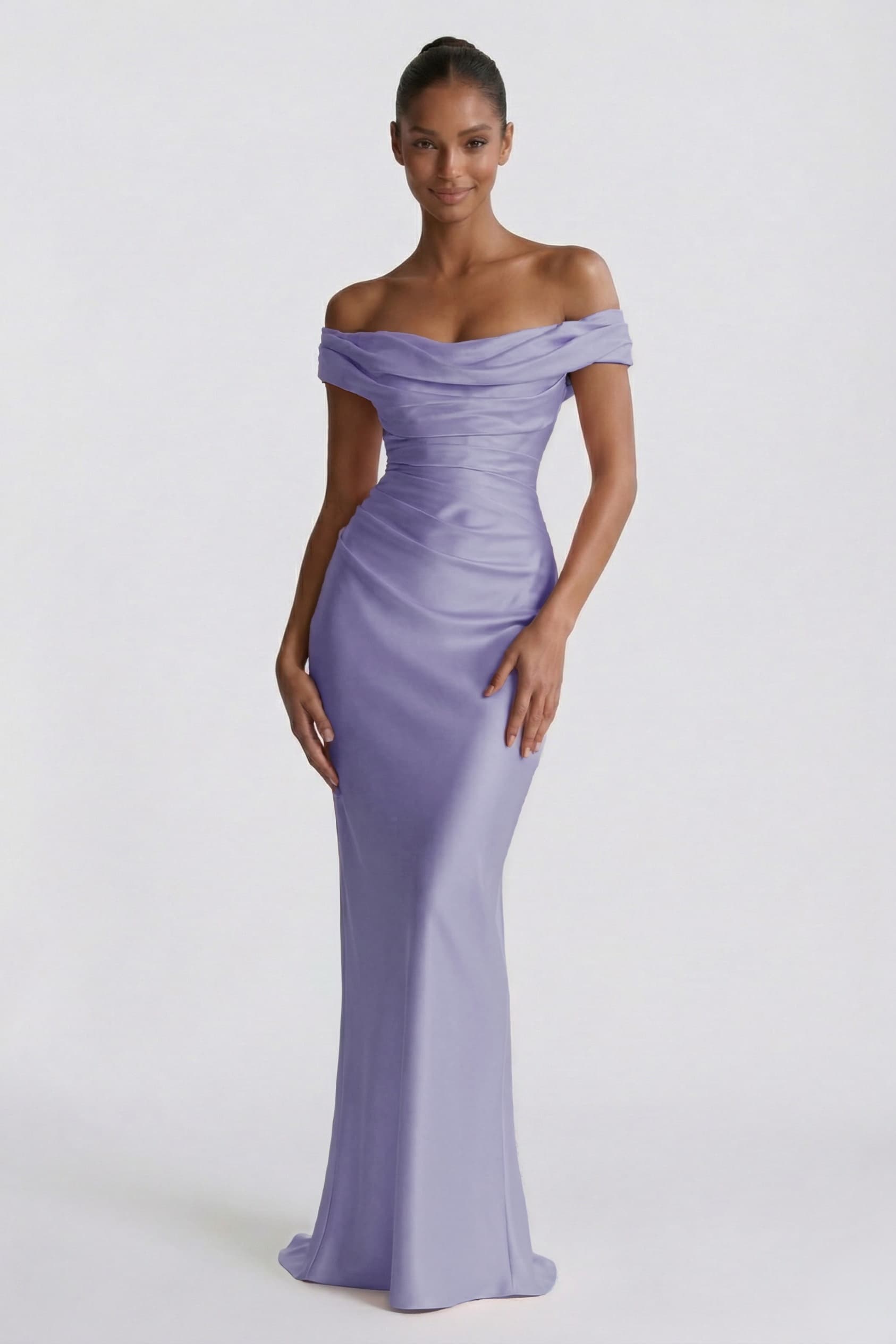 Elegant Sheath Column Floor Length Acetate Satin Bridesmaid Dress CG0303BM Bridesmaid Dress