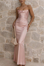 Elegant Sheath Column Floor Length Acetate Satin Bridesmaid Dress CG0305BM Bridesmaid Dress
