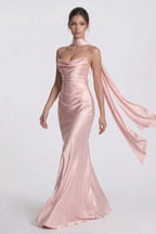 Elegant Sheath Column Floor Length Acetate Satin Bridesmaid Dress CG0305BM Bridesmaid Dress