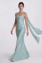 Elegant Sheath Column Floor Length Acetate Satin Bridesmaid Dress CG0305BM Bridesmaid Dress