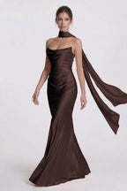 Elegant Sheath Column Floor Length Acetate Satin Bridesmaid Dress CG0305BM Bridesmaid Dress