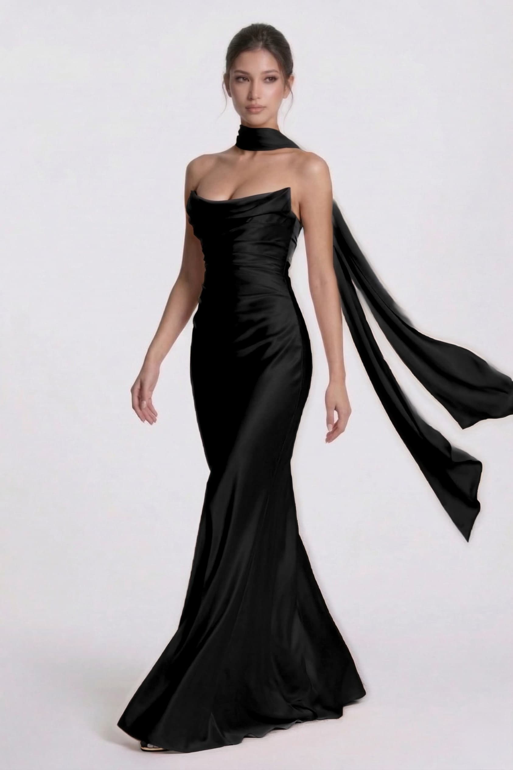 Elegant Sheath Column Floor Length Acetate Satin Bridesmaid Dress CG0305BM Bridesmaid Dress