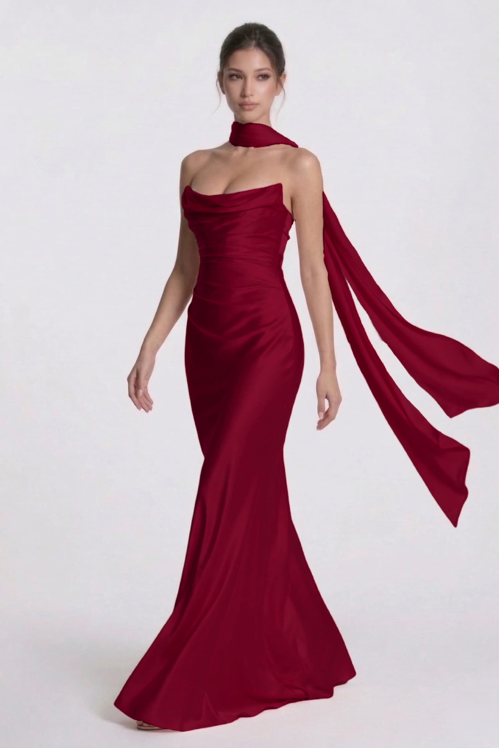 Elegant Sheath Column Floor Length Acetate Satin Bridesmaid Dress CG0305BM Bridesmaid Dress