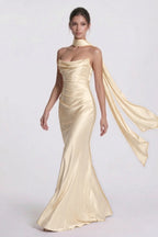 Elegant Sheath Column Floor Length Acetate Satin Bridesmaid Dress CG0305BM Bridesmaid Dress