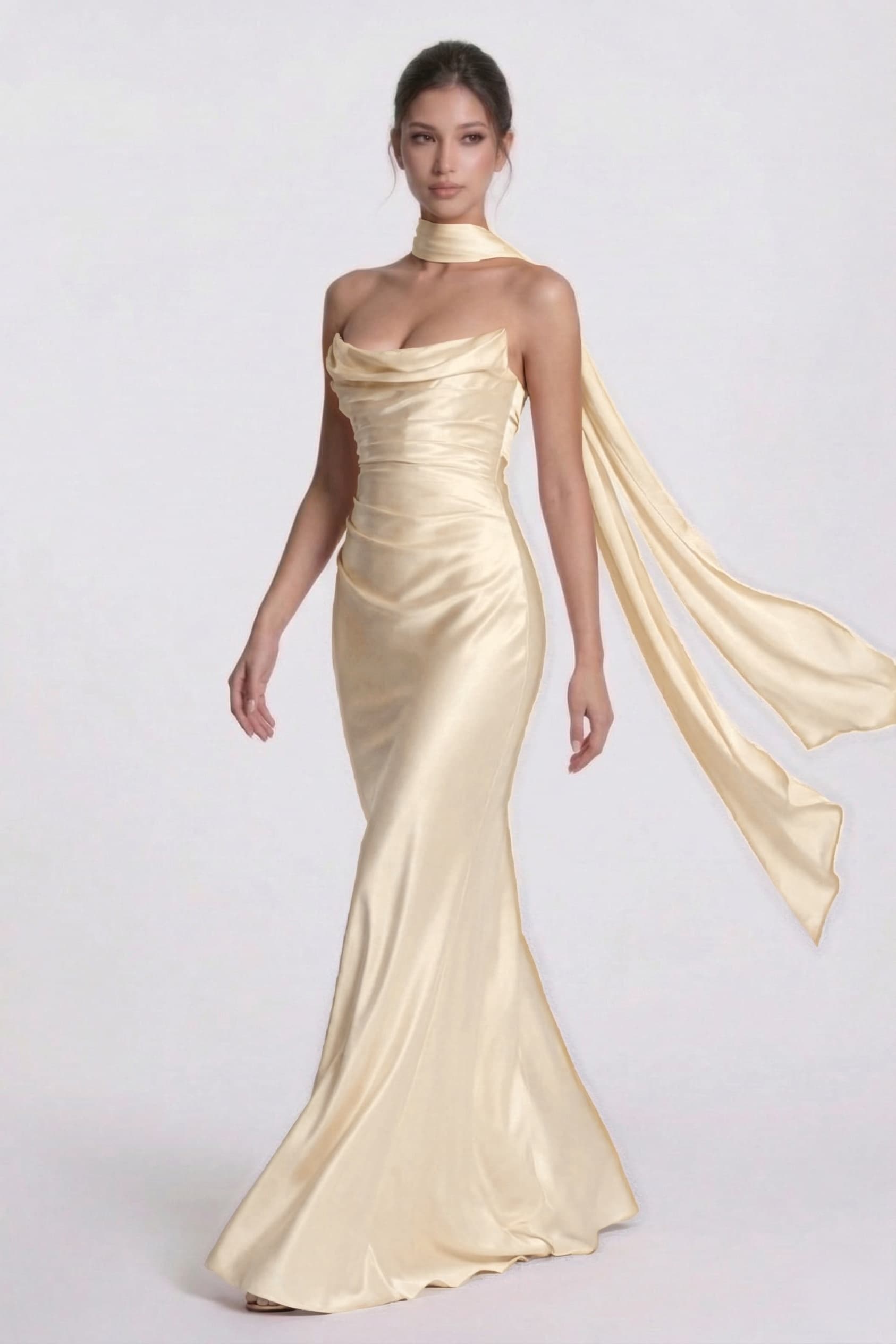 Elegant Sheath Column Floor Length Acetate Satin Bridesmaid Dress CG0305BM Bridesmaid Dress
