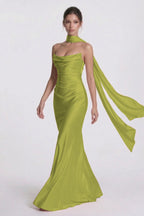 Elegant Sheath Column Floor Length Acetate Satin Bridesmaid Dress CG0305BM Bridesmaid Dress