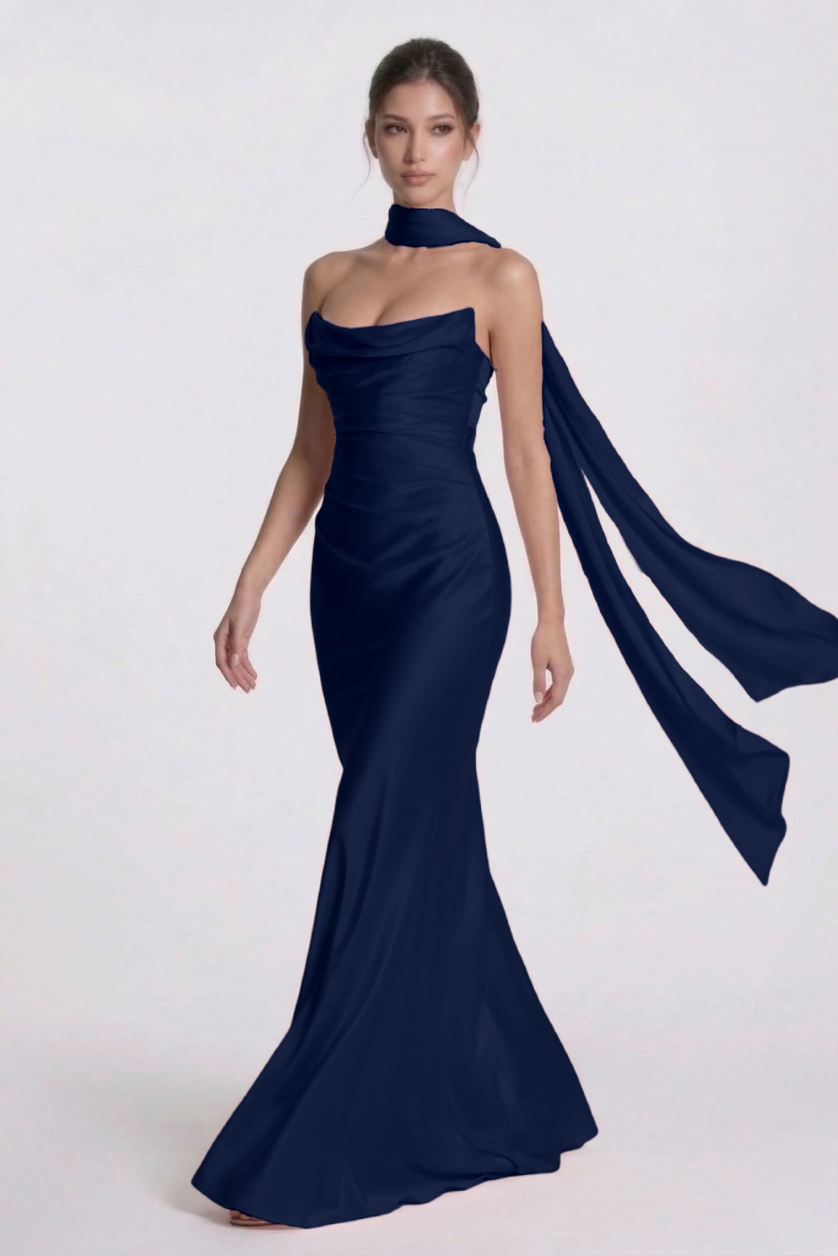 Elegant Sheath Column Floor Length Acetate Satin Bridesmaid Dress CG0305BM Bridesmaid Dress