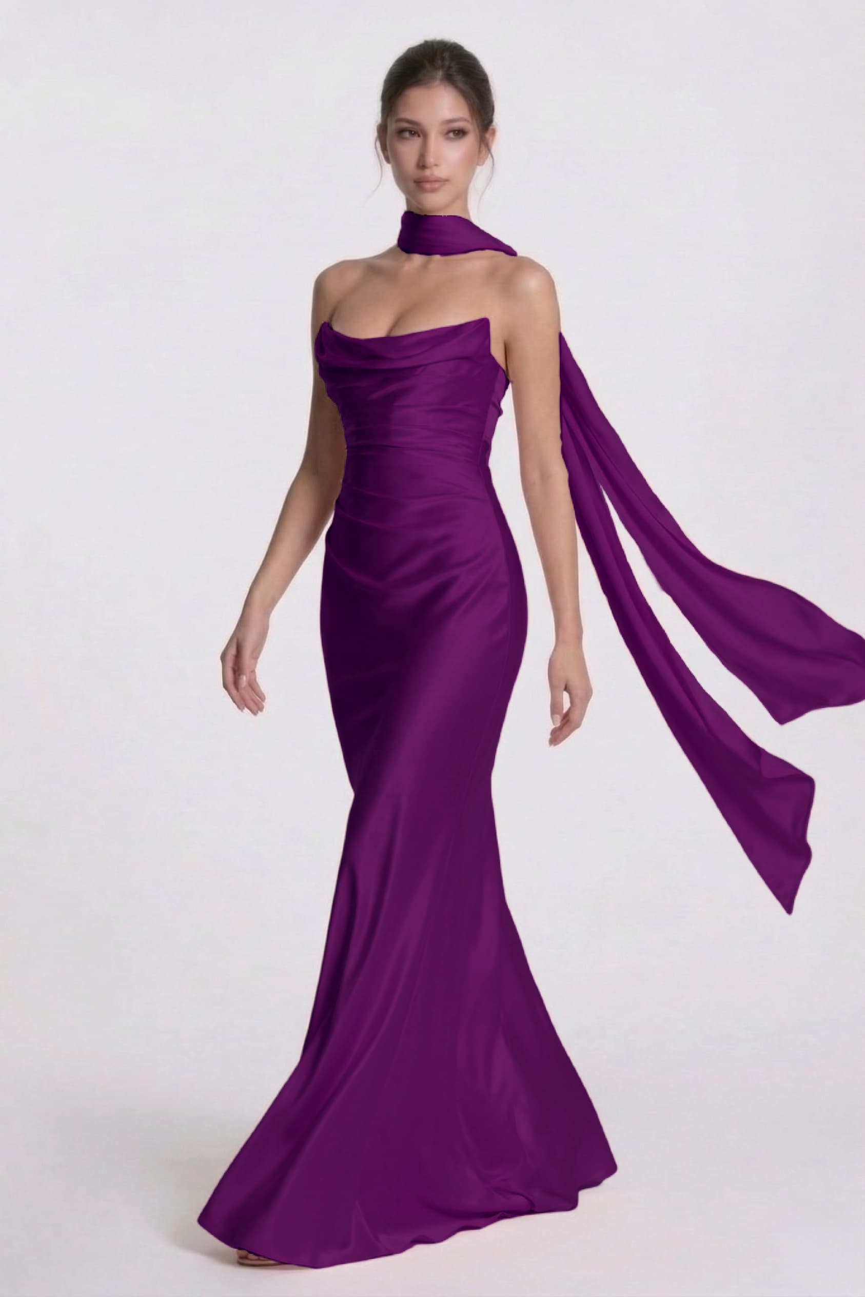 Elegant Sheath Column Floor Length Acetate Satin Bridesmaid Dress CG0305BM Bridesmaid Dress