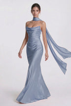 Elegant Sheath Column Floor Length Acetate Satin Bridesmaid Dress CG0305BM Bridesmaid Dress