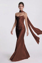 Elegant Sheath Column Floor Length Acetate Satin Bridesmaid Dress CG0305BM Bridesmaid Dress