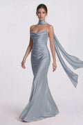 Elegant Sheath Column Floor Length Acetate Satin Bridesmaid Dress CG0305BM Bridesmaid Dress