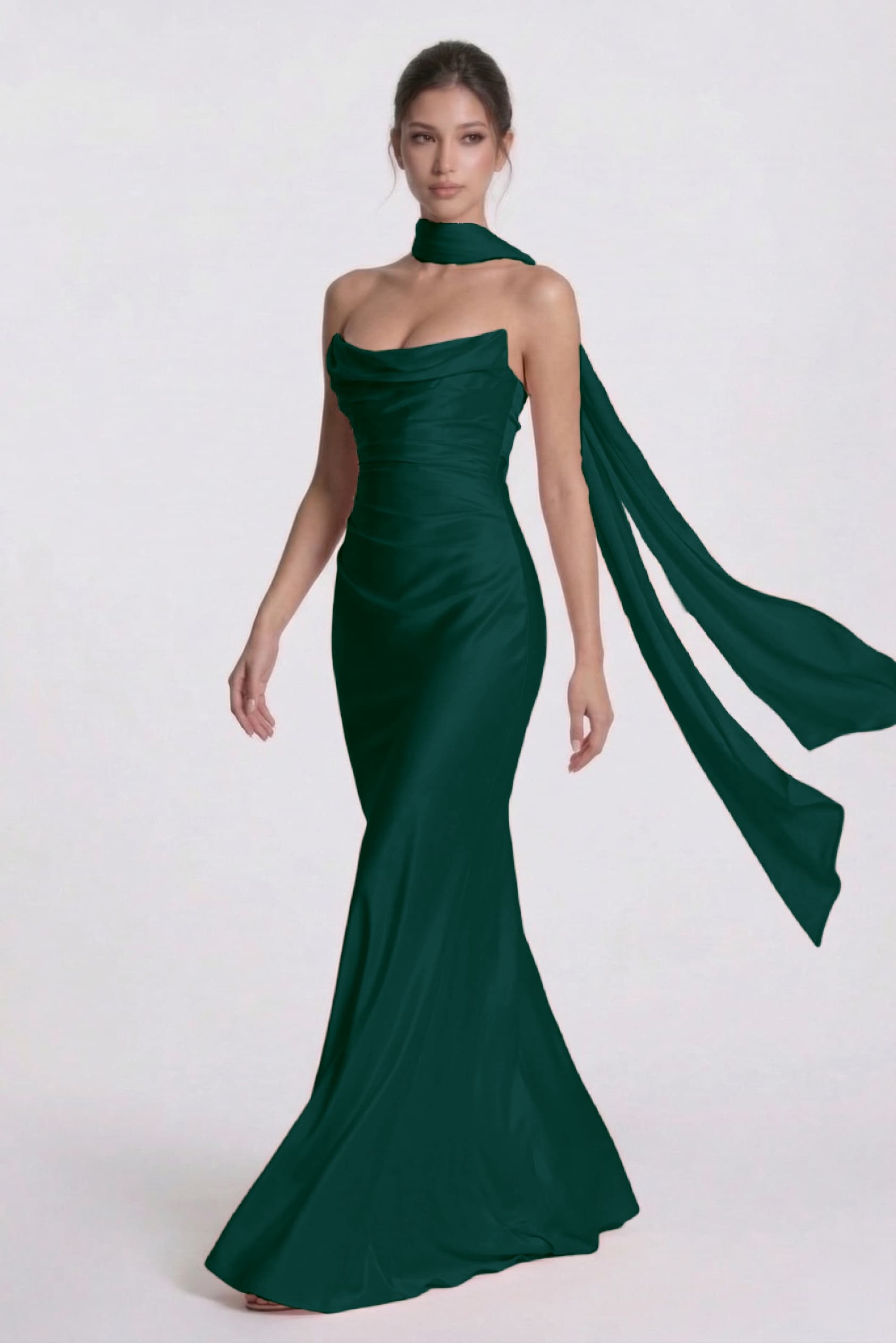 Elegant Sheath Column Floor Length Acetate Satin Bridesmaid Dress CG0305BM Bridesmaid Dress