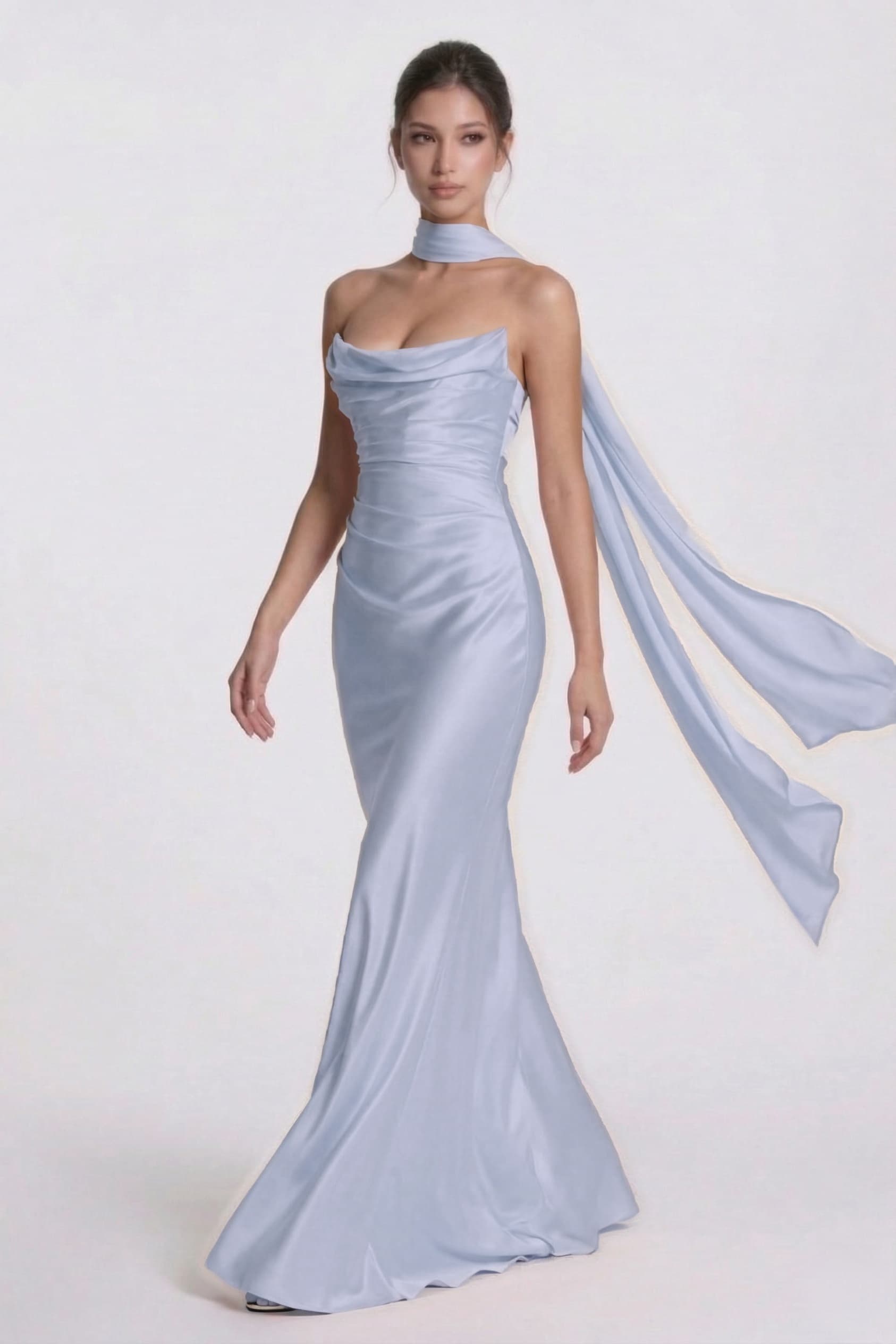 Elegant Sheath Column Floor Length Acetate Satin Bridesmaid Dress CG0305BM Bridesmaid Dress