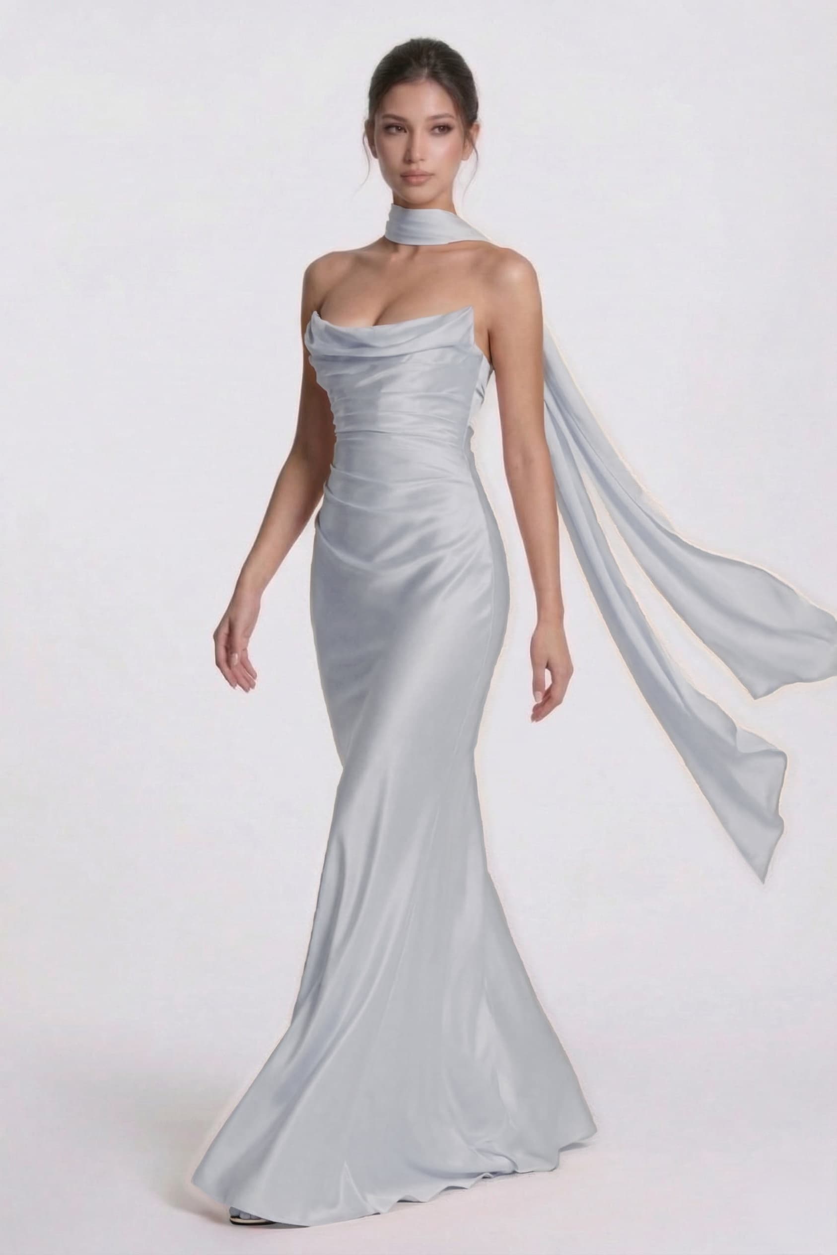 Elegant Sheath Column Floor Length Acetate Satin Bridesmaid Dress CG0305BM Bridesmaid Dress