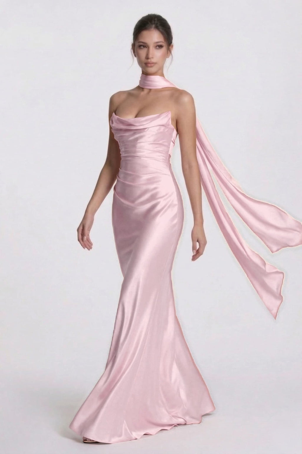 Elegant Sheath Column Floor Length Acetate Satin Bridesmaid Dress CG0305BM Bridesmaid Dress