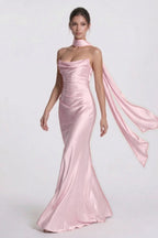 Elegant Sheath Column Floor Length Acetate Satin Bridesmaid Dress CG0305BM Bridesmaid Dress