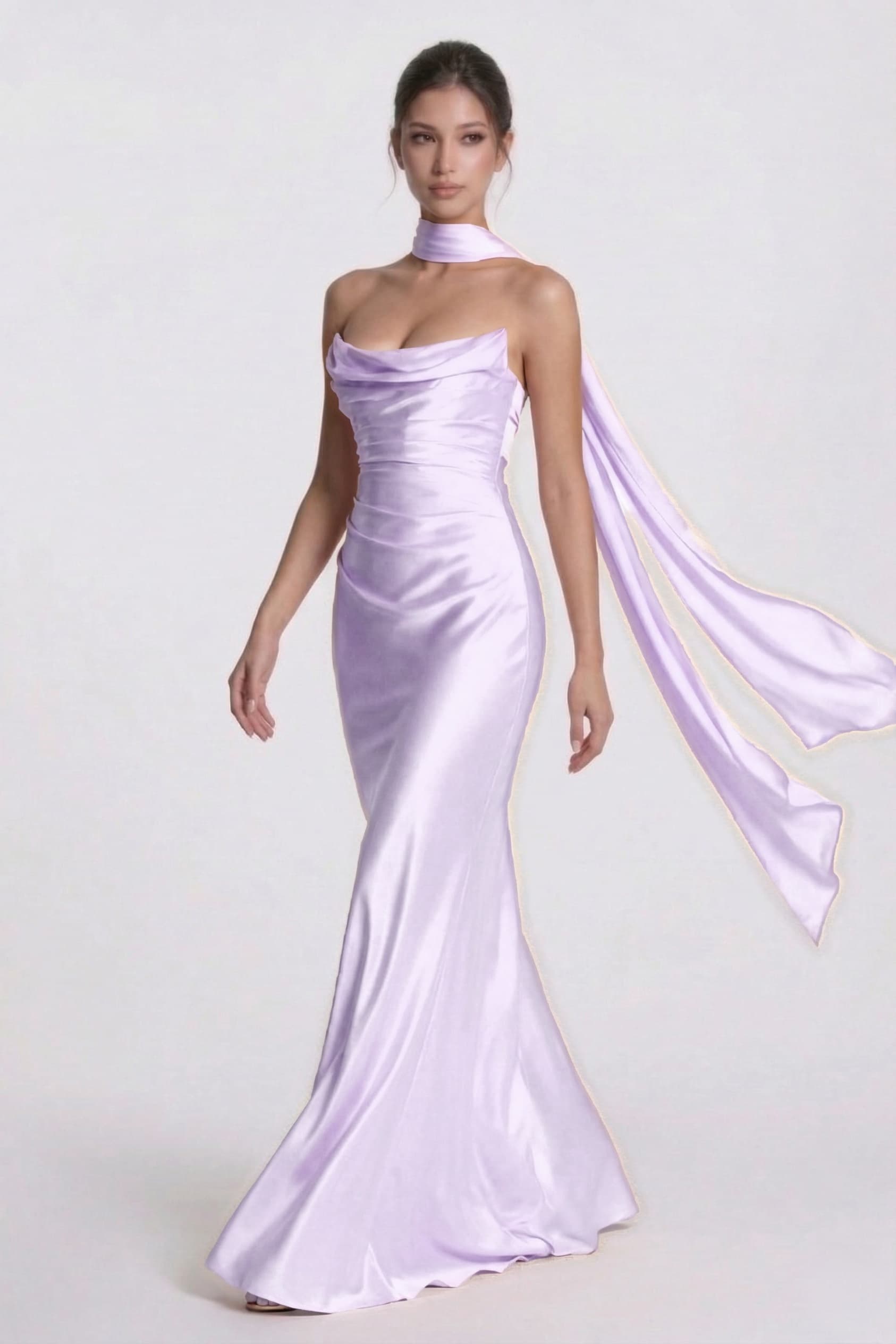 Elegant Sheath Column Floor Length Acetate Satin Bridesmaid Dress CG0305BM Bridesmaid Dress