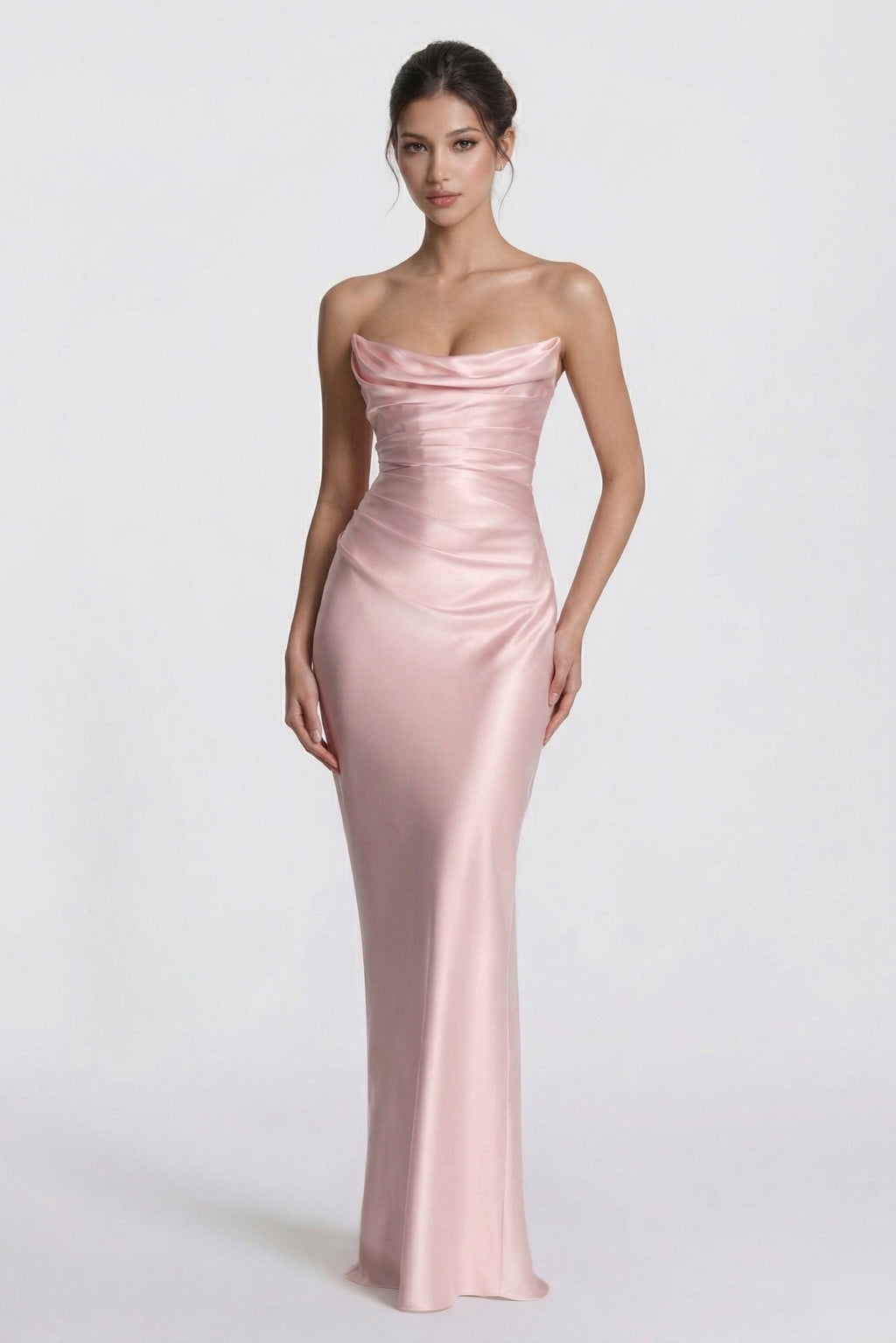 Elegant Sheath Column Floor Length Acetate Satin Bridesmaid Dress CG0305BM Bridesmaid Dress